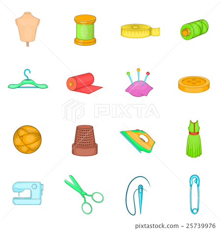 Tailoring icons set, cartoon style Tailoring icons set, cartoon style 25739976