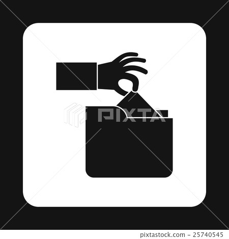 Hand stealing e-mail icon, simple style Hand stealing e-mail icon, simple style 25740545