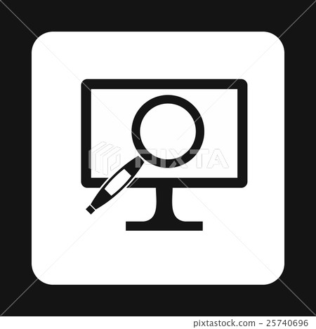 Finding information on computer icon, simple style 25740696