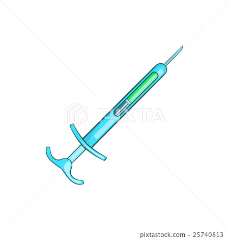 Syringe, filled with a transparent liquid icon 25740813
