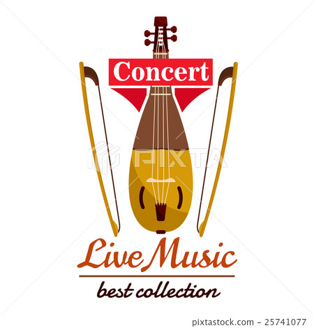 Violin with bows. Concert live music emblem 25741077