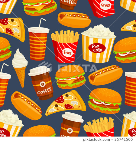 Fast food snacks and drinks seamless pattern 25741500