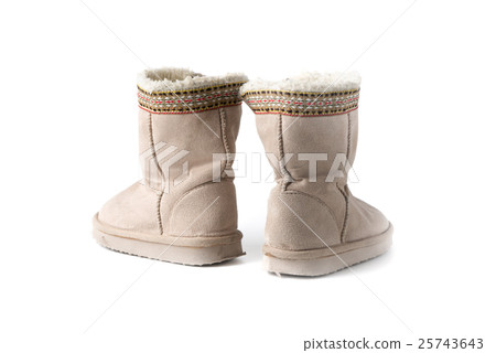 Kids warm winter boots with fur isolated 25743643