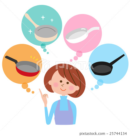 Women suffering from chopping frying pan Women suffering from chopping frying pan 25744134