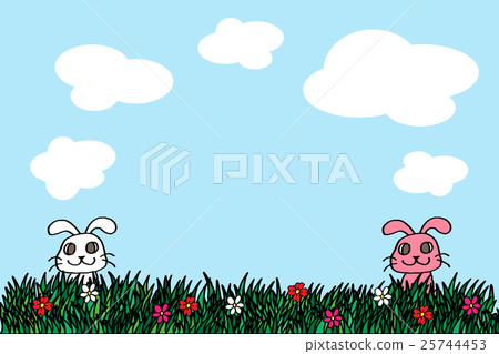 Prairie with a rabbit in the blue sky Prairie with a rabbit in the blue sky 25744453