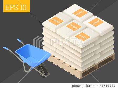 cement sack and wheelbarrow cement sack and wheelbarrow 25745513