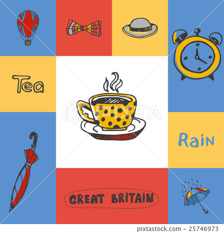 Great Britain Squared Doodle Vector Concept Great Britain Squared Doodle Vector Concept 25746973