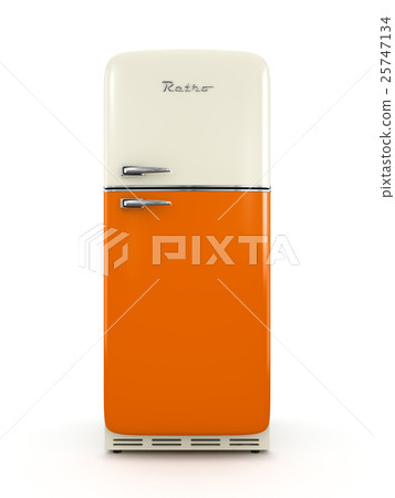 Retro fridge isolated on white background 3D 25747134