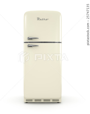 Retro fridge isolated on white background 3D 25747135
