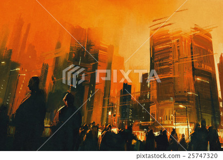 people in a city park at night people in a city park at night 25747320