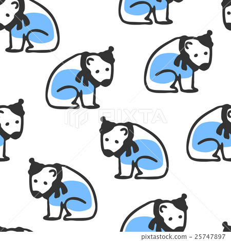 Seamless pattern with cute doodle polar bear Seamless pattern with cute doodle polar bear 25747897