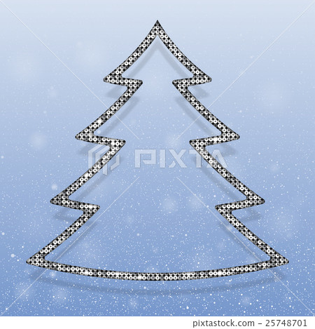 Falling snow. Silver Sequins. Christmas tree. 25748701