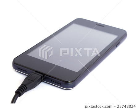 smart phone is charging on white background smart phone is charging on white background 25748824