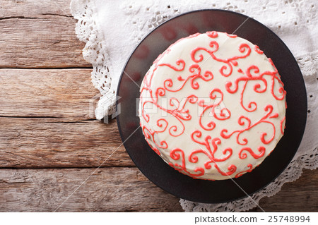 beautiful red velvet cake close up on the table beautiful red velvet cake close up on the table 25748994