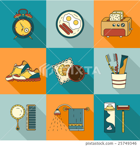 Good morning thin line vector icon set 25749346