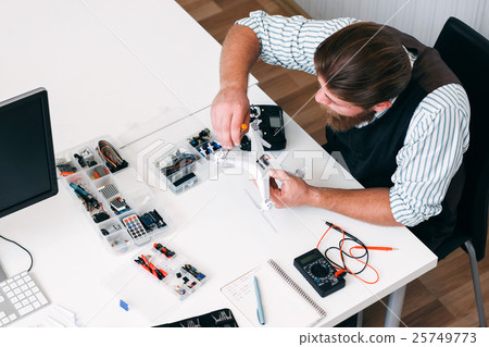 Top view on electrician workplace with tools 25749773