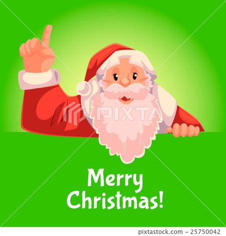 Christmas greeting card with cartoon Santa Claus 25750042