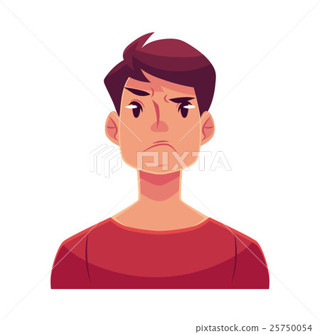Young man face, angry facial expression 25750054