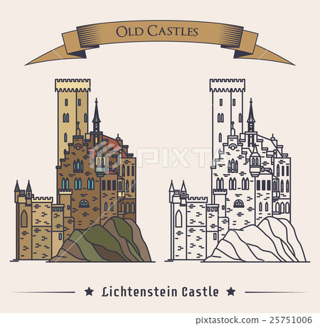 Lichtenstein or fairy tale castle on mountain 25751006