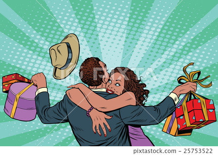 African American couple happiness from gifts and 25753522