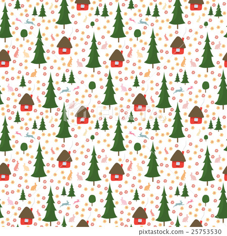rabbits running around in the woods, the houses 25753530