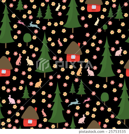 rabbits running around in the woods, the houses rabbits running around in the woods, the houses 25753535