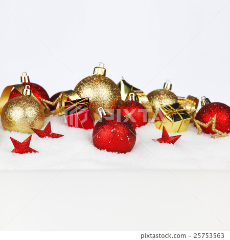 Christmas balls on snow Christmas balls on snow 25753563