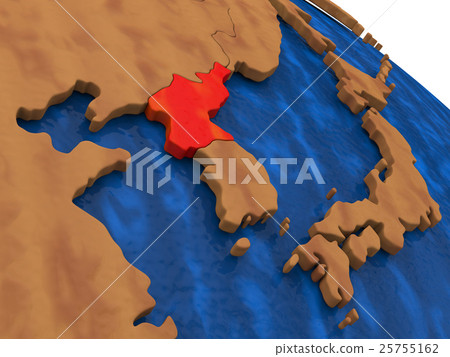 North Korea on wooden globe North Korea on wooden globe 25755162