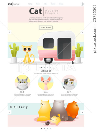 Animal website template and infographic with Cat 3 25755505