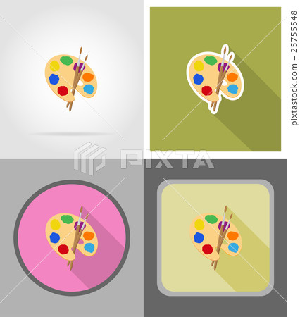palette and brush flat icons vector illustration 25755548