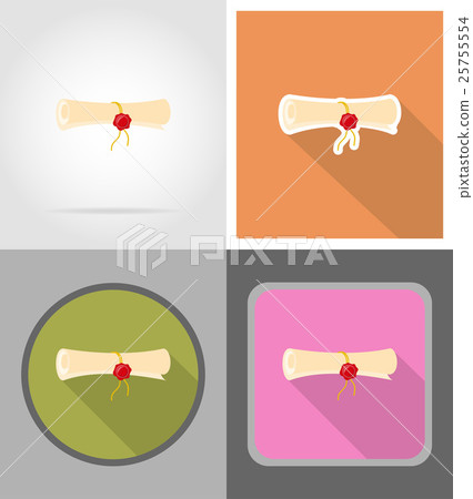 certificate diploma scroll flat icons vector certificate diploma scroll flat icons vector 25755554