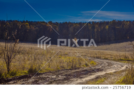 dirt road in the field on a background autumn fore dirt road in the field on a background autumn fore 25756719
