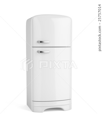 Retro white fridge refrigerator isolated 25757014