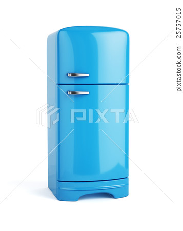 Retro blue fridge refrigerator isolated Retro blue fridge refrigerator isolated 25757015