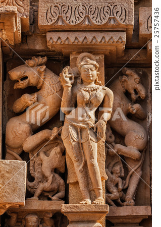 Famous sculptures of Khajuraho temples, India Famous sculptures of Khajuraho temples, India 25757436