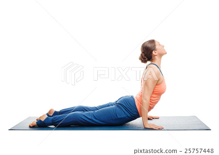 Woman doing Surya Namaskar Sun Salutation Ashtanga Woman doing Surya Namaskar Sun Salutation Ashtanga 25757448