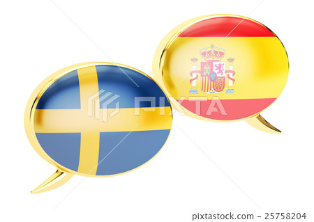 Speech bubbles, Spanish-Swiss  translation concept 25758204