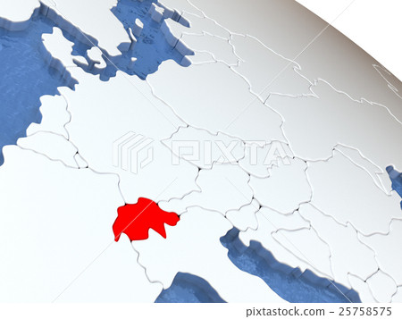 Switzerland on globe 25758575