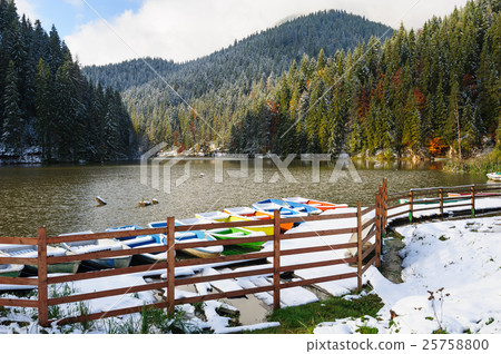Lacul Rosu with snow, Red Lake, Romania 25758800