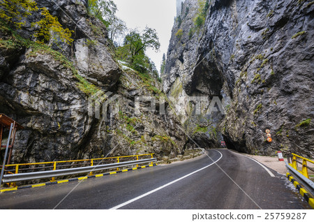 Mountain road in Bicaz Canyon, Romania, at later Mountain road in Bicaz Canyon, Romania, at later 25759287