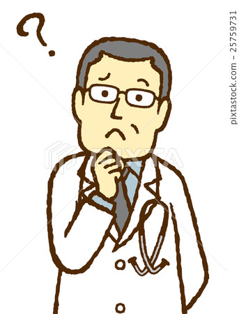 Middle-aged male stethoscope in white dress question 25759731
