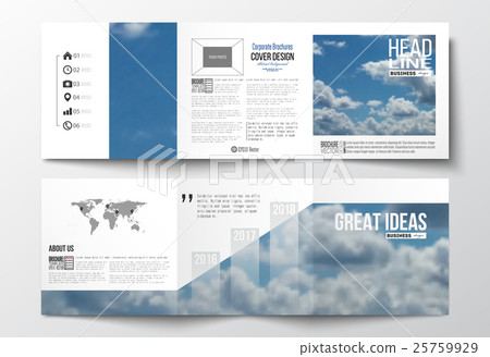 Stock Illustration: Set of tri-fold brochures, square design templates