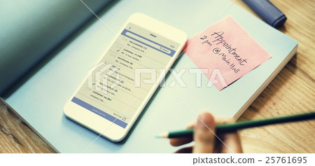 Smart Phone Email Correspondence Note Concept Smart Phone Email Correspondence Note Concept 25761695