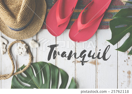 Summer Break Lifestyle Flipflop Vacatoin Words Concept 25762118