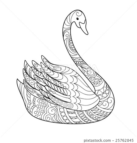 Hand drawn decorated swan in ethnic style 25762845