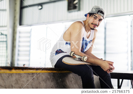 Man Skateboarder Lifestyle Relax Hipster Concept Man Skateboarder Lifestyle Relax Hipster Concept 25766375