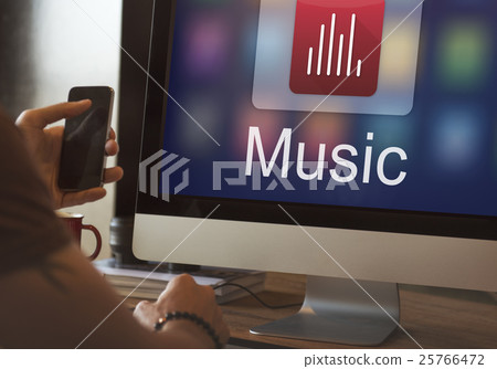 Digital Music Streaming Multimedia Entertainment Online Concept 25766472