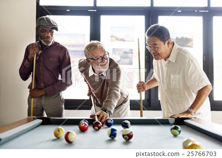 Friends Playing Billiard Relaxation Happiness Concept 25766703