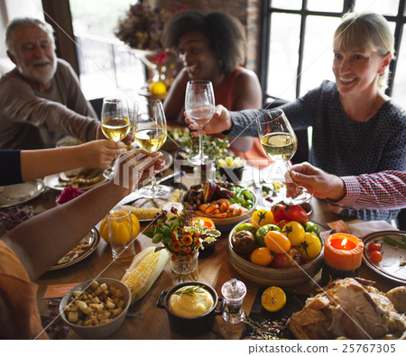 People Cheers Celebrating Thanksgiving Holiday Concept People Cheers Celebrating Thanksgiving Holiday Concept 25767305