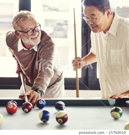 Friends Playing Billiard Relaxation Happiness Concept 25768016